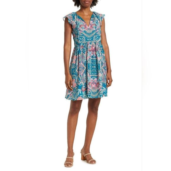 Vince Camuto Chiffon Flutter Sleeve Minidress NWT - Picture 1 of 6